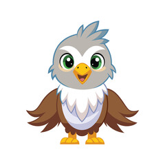 Adorable eagle character with a blue outfit Vector illustration isolated on white background