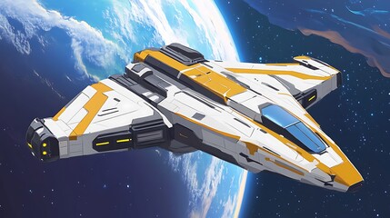 Spaceship orbiting Earth. (6)