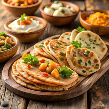 Mini stuffed parathas with a variety of fillings