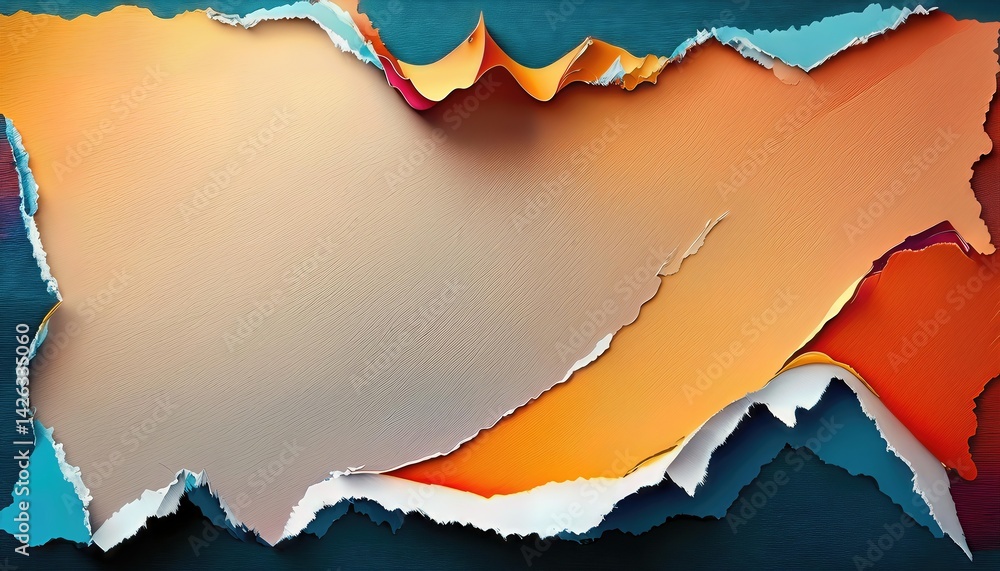 Poster torn paper edge a dramatic fold in time, framing textures and colors of an abstract masterpiece with