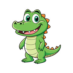 Obraz premium Adorable green crocodile with cartoon features Vector illustration isolated on white background