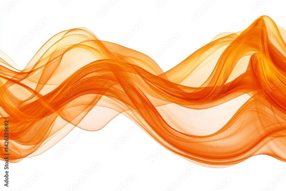 Poster Dynamic orange wave patterns flowing gracefully against a white backdrop in a creative design