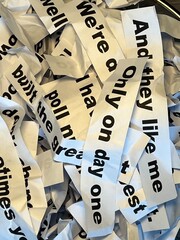 Bowl of word salad concept of jumble of phrases and words