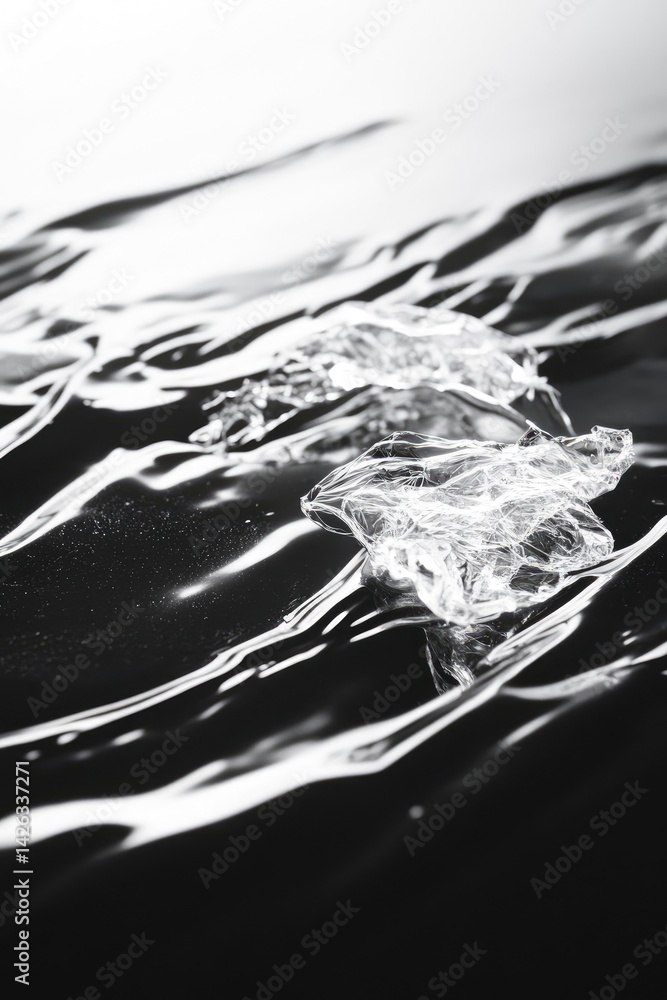 Poster abstract black and white water texture with submerged object