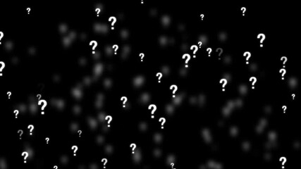 falling question marks animation – loop able particle . question marks flying on transparent background. alpha channel.