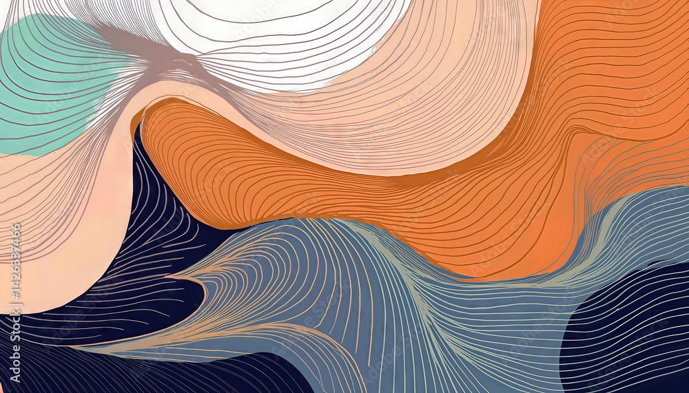 Poster abstract artistry vibrant amorphous forms and lines coalesce in a modern composition striking abstra