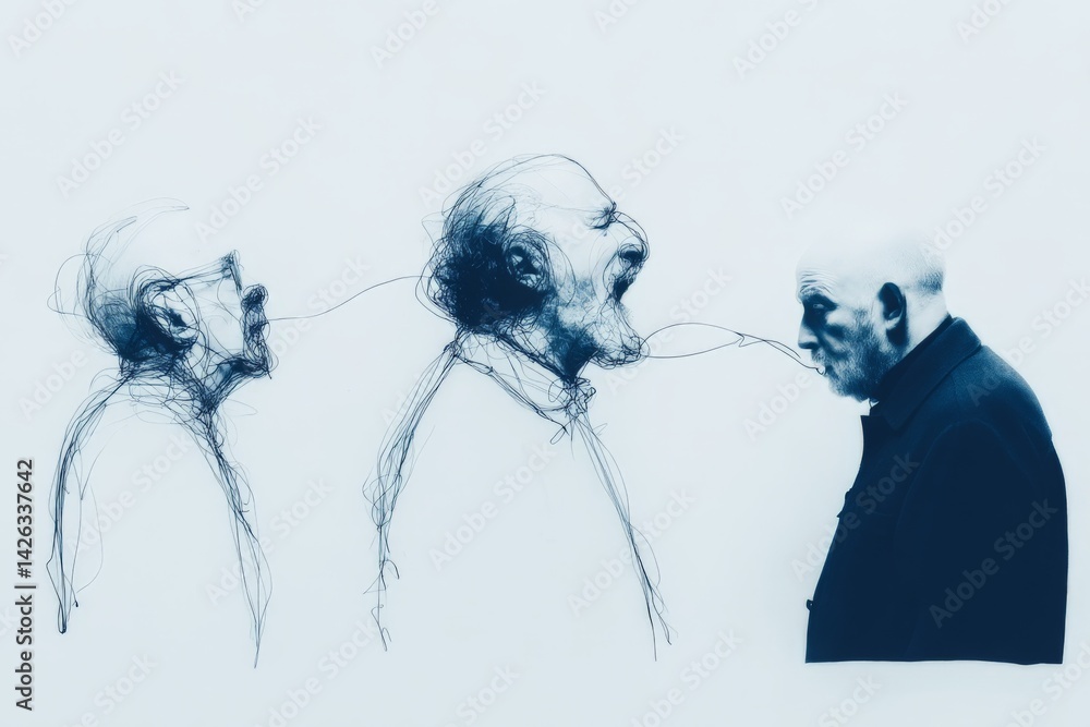 Poster Intriguing artistic representation of communication and expression in a minimalist style
