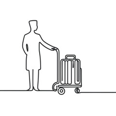 Bellhop with Luggage Line Art for Travel Agencies, Hospitality Websites, Hotel Promotions, and Minimalist Design Projects