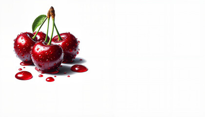 Cherries Isolated on White Background for Summer Fruit Blogs, Sweet Treat Websites, Cherry Dessert Cards, Healthy Eating Education