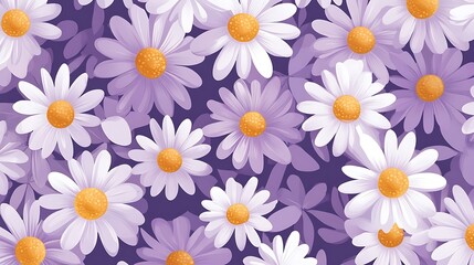 Purple Daisy Floral Pattern.