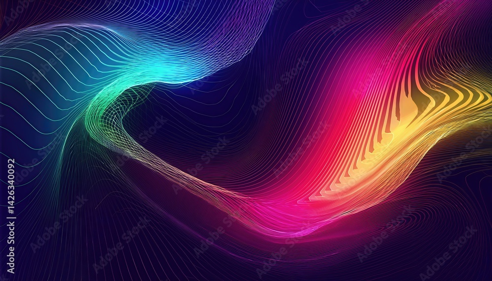 Poster trendy fluid cover design with plexus effect vibrant geometric abstraction blending modernity and mi