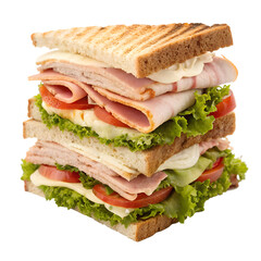 Club sandwich isolation on transparent background
