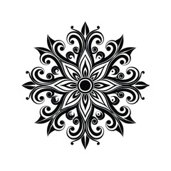 Black and white artistic flower design vector illustration isolated on white background