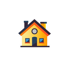 A vibrant, illustrated house with a colorful design, set against a minimalist background, ideal for home-related projects or real estate marketing , isolated on white or transparent png