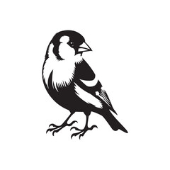 Charming American Goldfinch Silhouette Vector - Vibrant Bird Design Perfect for Nature Art - Minimalist American Goldfinch Illustration.