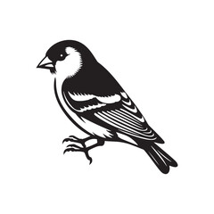 Charming American Goldfinch Silhouette Vector - Vibrant Bird Design Perfect for Nature Art - Minimalist American Goldfinch Illustration.