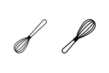 Minimalist Kitchen Whisk Icons Illustration For Baking And Cooking Concepts