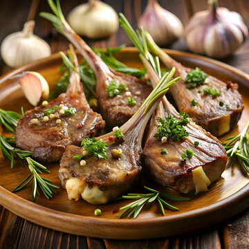 Juicy lamb chops with rosemary and garlic for a flavorful and tender dish  (eso ok)