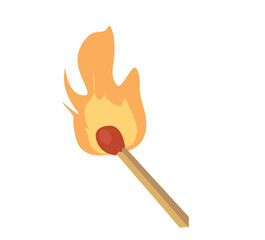 a match with fire. Vintage icon of match with flame