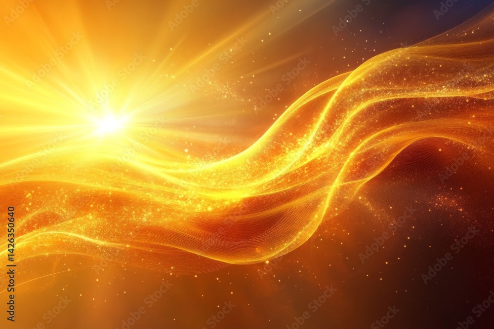 Poster golden waves of light ripple through a serene evening sky filled with warmth and tranquility