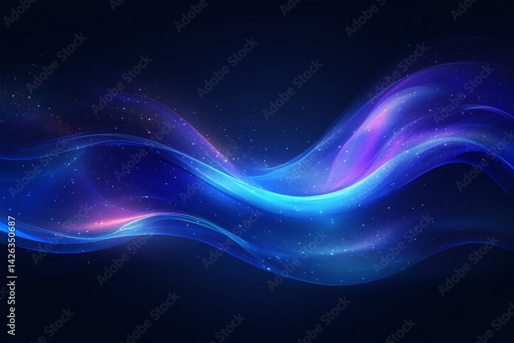 Poster Colorful wave patterns display vibrant tones and smooth curves against a dark background