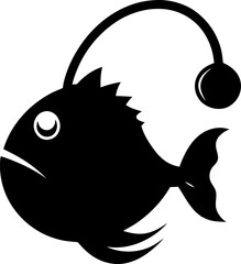 Anglerfish icon Silhouette vector on transparent background