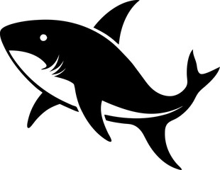 Great White Shark icon Silhouette vector on transparent  background