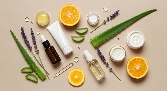 Skincare routine. Skincare products with natural ingredients.