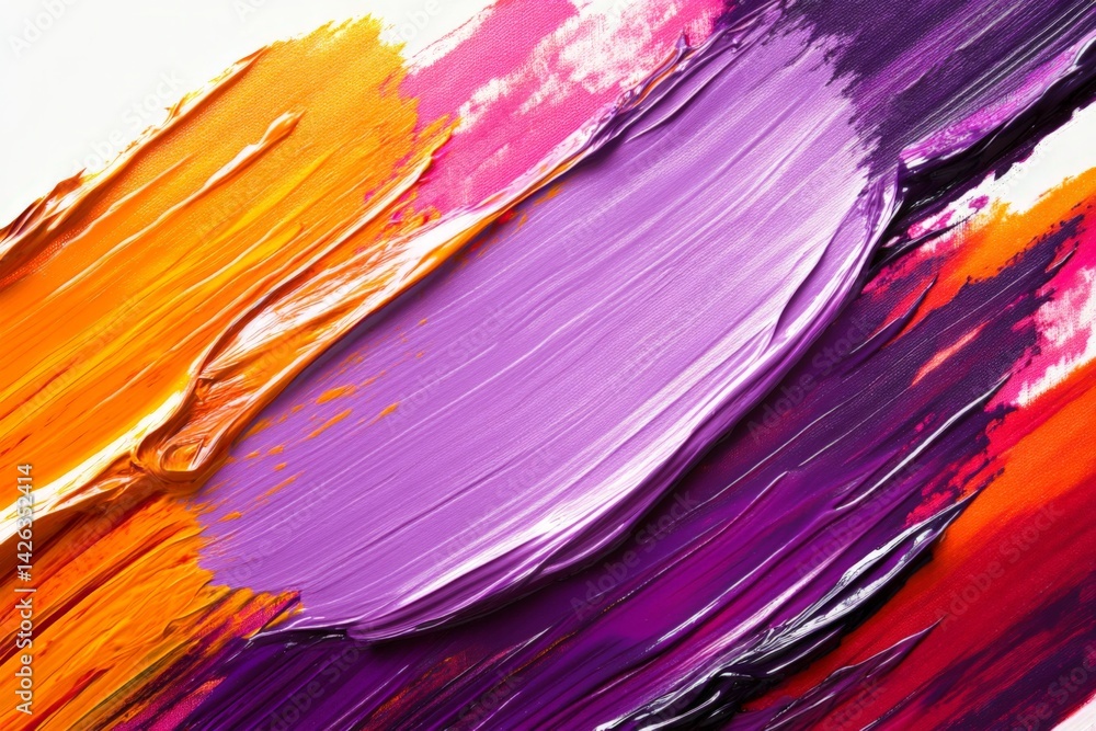 Poster vibrant abstract paint strokes showcasing a blend of warm and cool colors in a creative composition