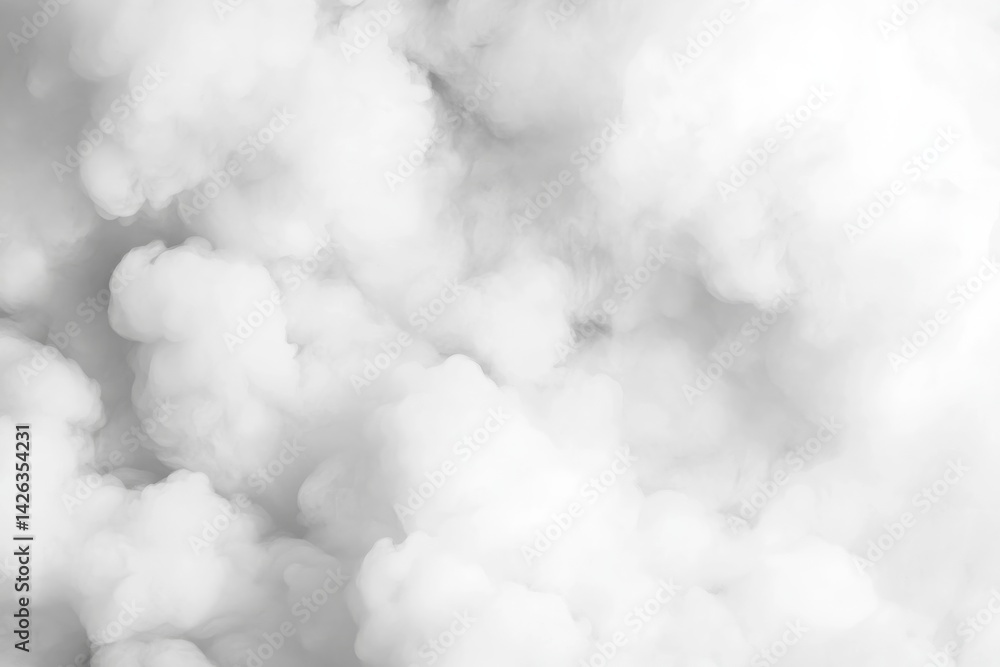 Fototapete soft gray clouds drift in a foggy atmosphere, creating a peaceful and mysterious backdrop, enhanced 