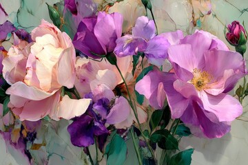 Elegant arrangement of colorful flowers in a serene, artistic setting during daylight showcasing nature's beauty