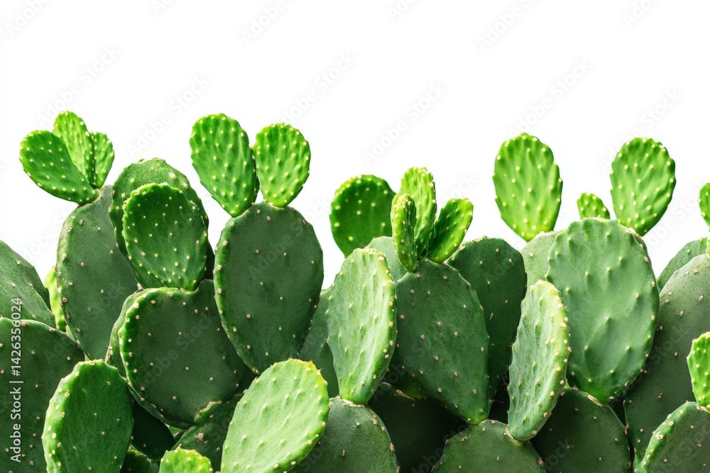 Poster lush cactus foliage thriving in natural light with vibrant green pads in springtime setting