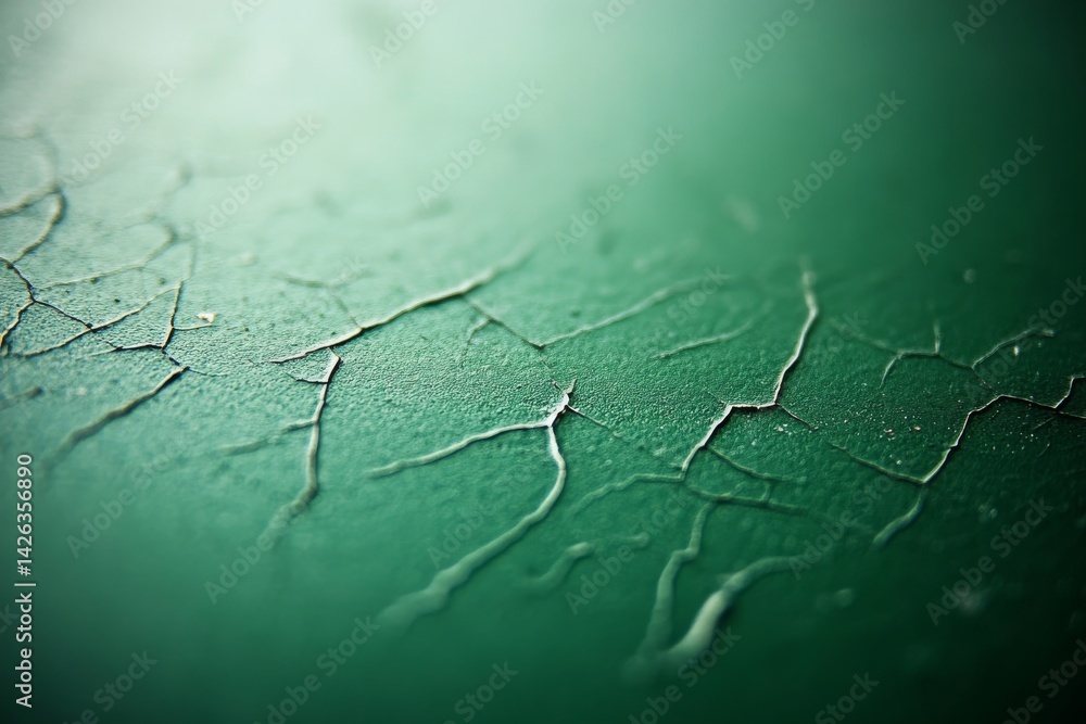 Leinwandbilder Detailed close-up reveals a cracked green surface with a subtle sheen, emphasizing its texture under soft light, offering a rustic and intriguing visual