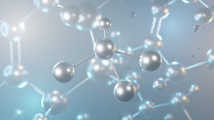 chloroform molecular structure, 3d model molecule, trichloromethane structural chemical formula view from a microscope