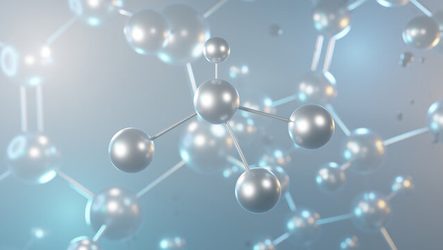 chloroform molecular structure, 3d model molecule, trichloromethane structural chemical formula view from a microscope