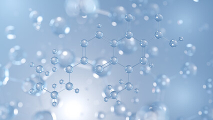 Pipemidic acid molecular structure 3d, antibiotic structural chemical formula view from a microscope