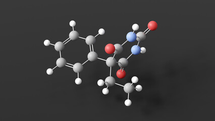 phenobarbital molecule 3d, molecular structure, ball and stick model, structural chemical formula anticonvulsant