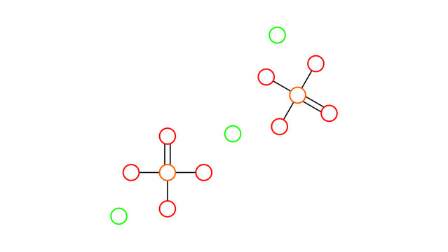 calcium phosphate molecule, structural chemical formula, ball-and-stick model, isolated image e341