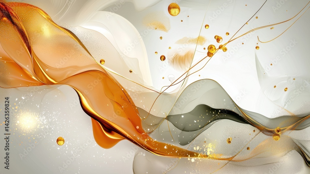 Aufkleber subtle abstract design with golden highlights fading into a smooth white gradient