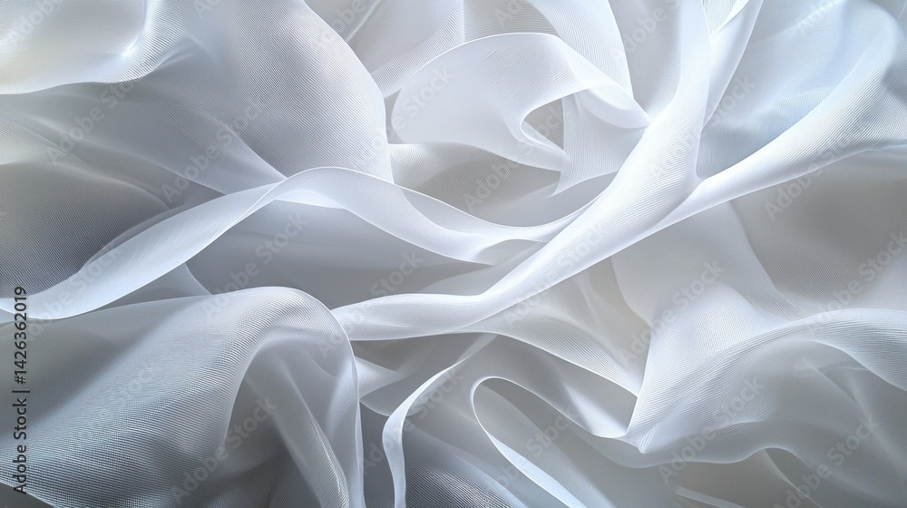 Poster white and light gray flowing wave texture creating a peaceful abstract background