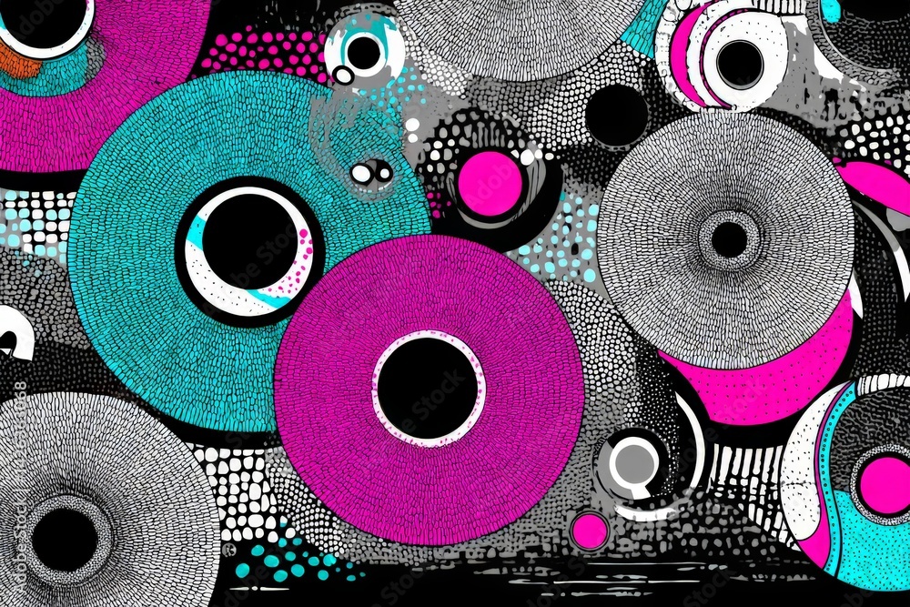 Aufkleber Colorful abstract circular design featuring various sizes of circles and patterns