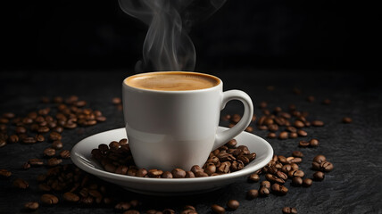 caf&eacute; isol&eacute; sur fond noir 