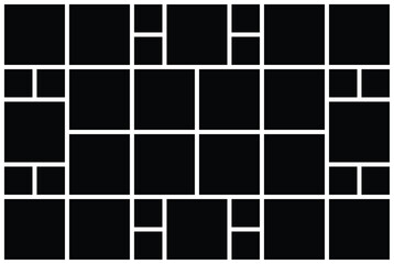 Modern photo collage grid template. Background and mosaic frame layout. This versatile picture collage with mood board.