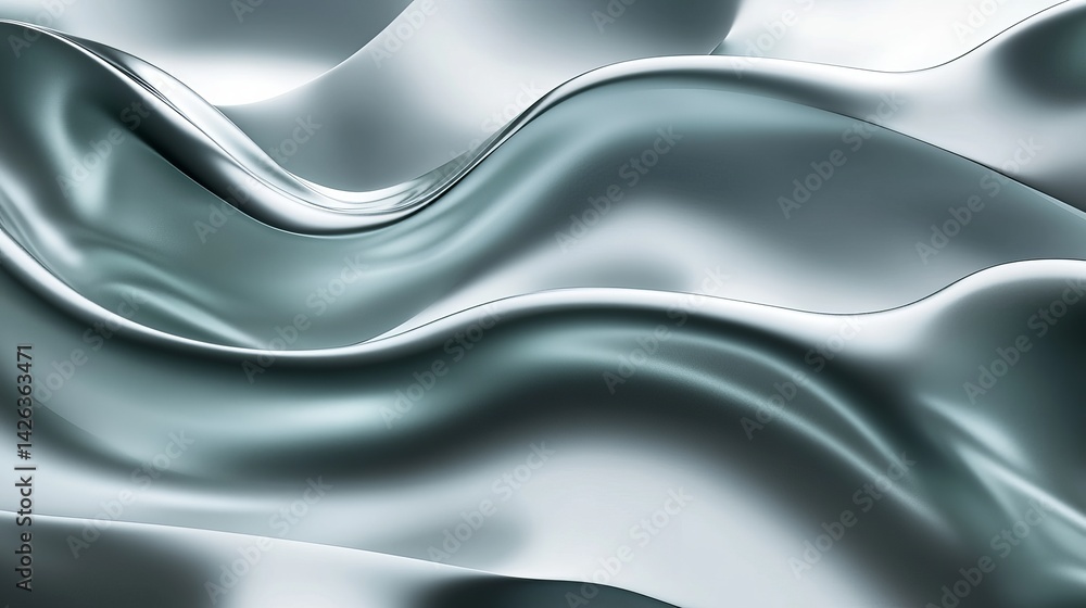 Poster abstract silver waves elegant flowing fabric smooth shiny metallic background texture design modern 