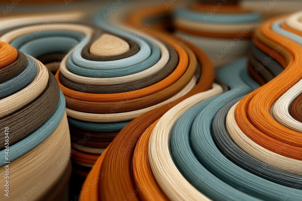 Poster Colorful abstract waves of layered materials create a vibrant texture in a calm setting
