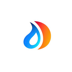 Abstract logo design featuring a stylized droplet and crescent shape in vibrant blue and orange colors, suitable for branding or creative projects , isolated on white or transparent png