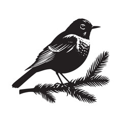 Elegant American Robin Silhouette Vector: Vibrant Songbird Design - Illustration of American Robin bird - Minimalist Bird Art.