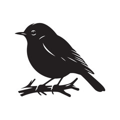 Elegant American Robin Silhouette Vector: Vibrant Songbird Design - Illustration of American Robin bird - Minimalist Bird Art.