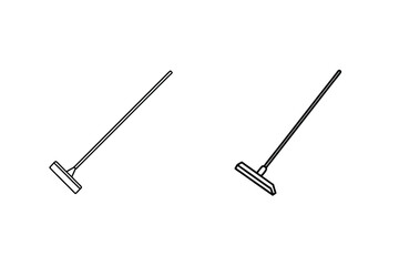 Outline Illustration Of Two Floor Squeegees Cleaning Equipment On White Background