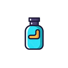 A vibrant blue potion bottle with a unique design, set against a minimalist background, suggesting magical or scientific themes , isolated on white or transparent png